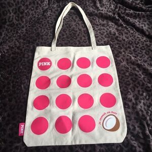 PINK Polka Dot Canvas Tote